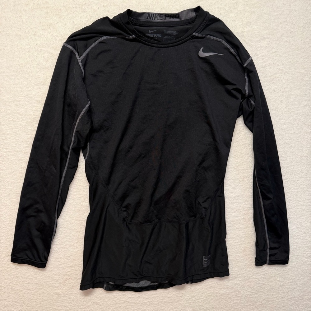 NIKE PRO Women’s Long Sleeve Tee Compression Dri-fit  bBack Size XL
